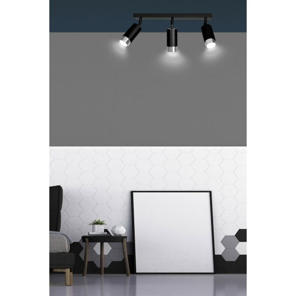 Ledl HIRO 3 Plafondspots Zwart / Chroom-29556