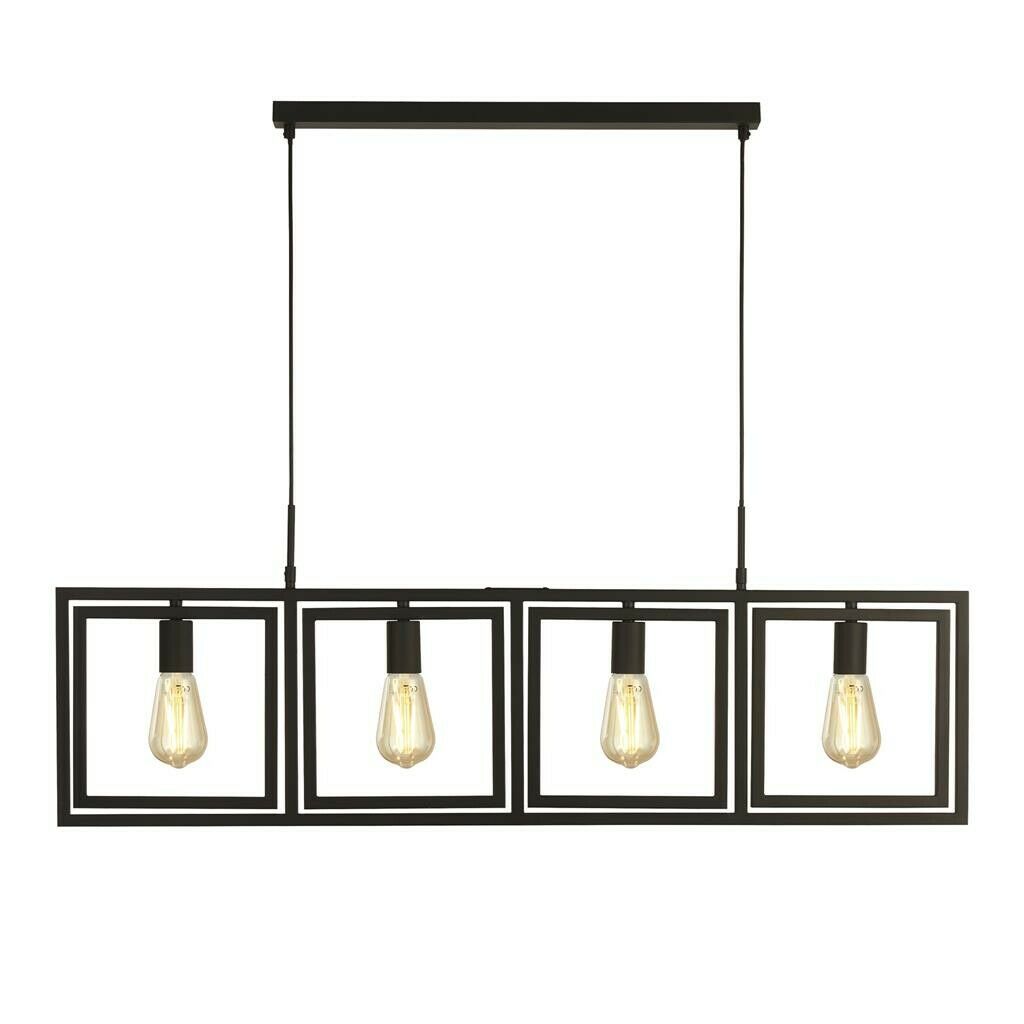 Searchlight PLAZA Hanglamp 4 Lichts Zwart Verstelbaar Searchlight PLAZA Hanglamp 4 Lichts Zwart Verstelbaar