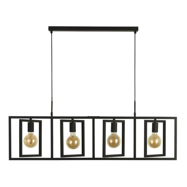 Searchlight PLAZA Hanglamp 4 Lichts Zwart Verstelbaar Versteld Searchlight PLAZA Hanglamp 4 Lichts Zwart Verstelbaar Versteld