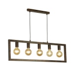 Searchlight OBLONG Hanglamp 5 Lichts Rustiek Bruin Licht aan