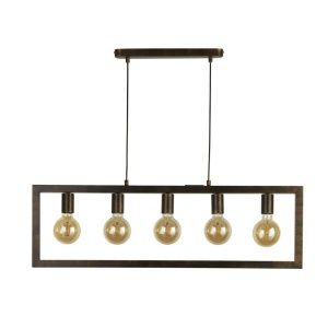 Searchlight OBLONG Hanglamp 5 Lichts Rustiek Bruin