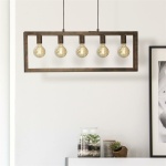 Searchlight OBLONG Hanglamp 5 Lichts Rustiek Bruin Sfeer