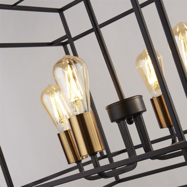 Searchlight CRATE Hanglamp 4 Lichts Zwart Brons Detail