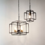 Searchlight CRATE Hanglamp 4 Lichts Zwart Brons Sfeer