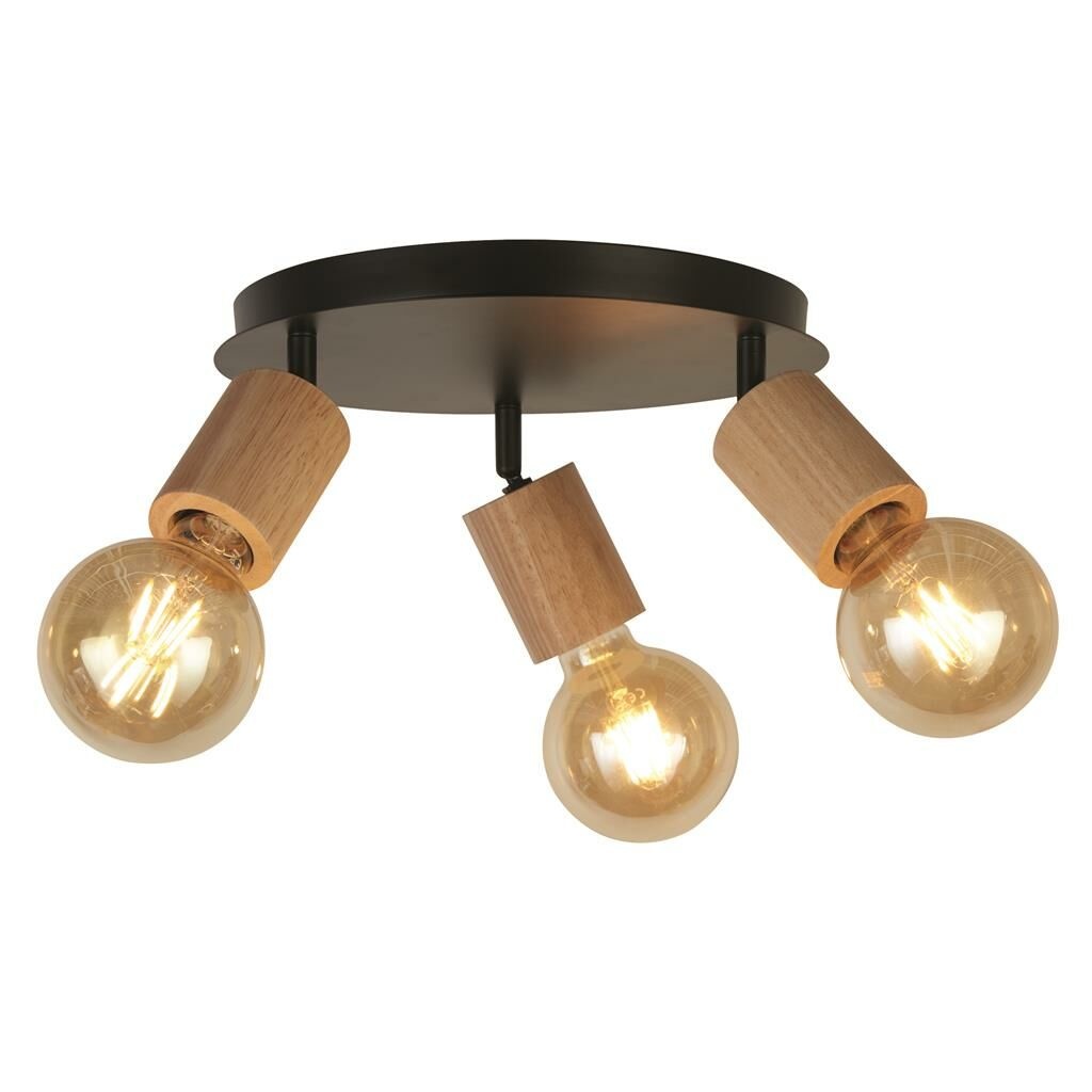 Searchlight SPINNY Spot Plafondlamp Hout Zwart