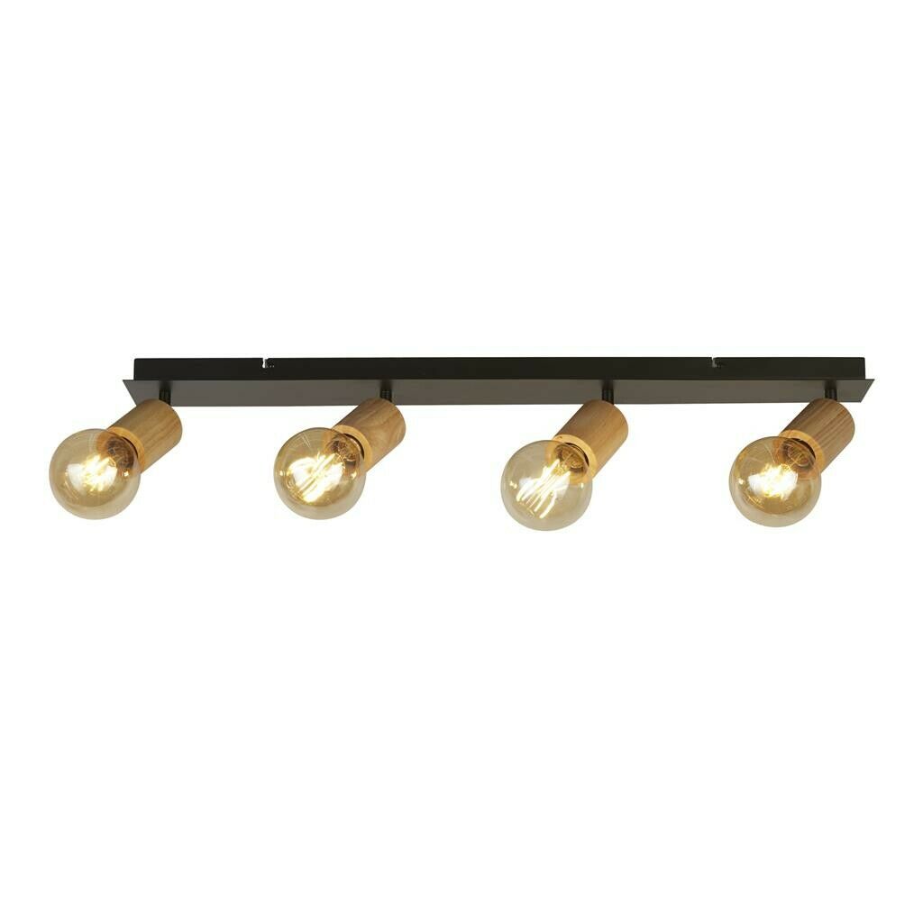 Searchlight SPINNY Spot Plafondlamp 4 Lichts Hout Zwart Searchlight SPINNY Spot Plafondlamp 4 Lichts Hout Zwart