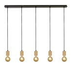 Searchlight SPINNY Pendel Hanglamp 5 Lichts Hout Zwart