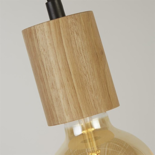 Searchlight SPINNY Pendel Hanglamp 5 Lichts Hout Zwart Detail