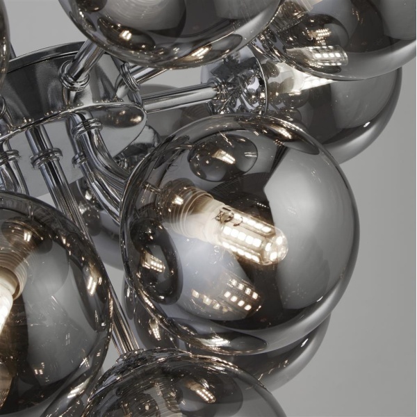 Searchlight BERRY Plafondlamp 13 Lichts Chroom Smoke Sfeer