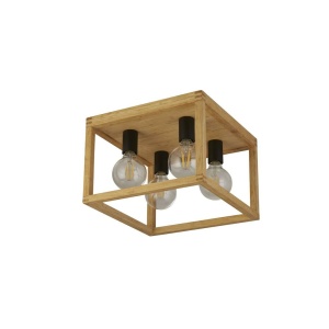 Searchlight SQUARE Plafondlamp 4 Lichts Hout Zwart