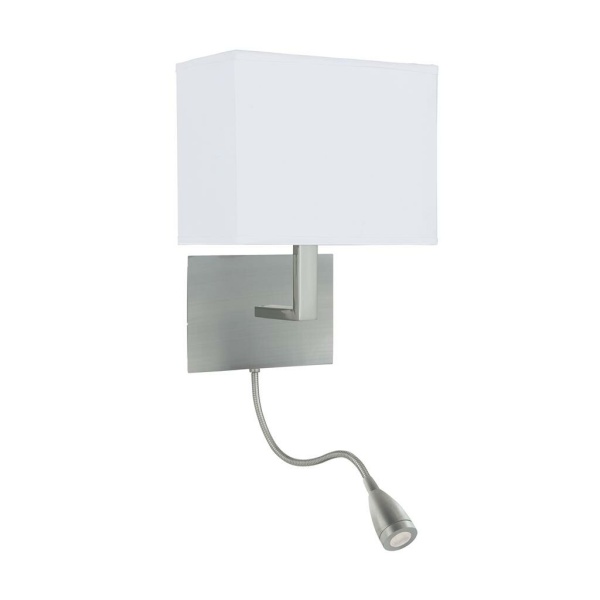 Searchlight HOTEL Slaapkamer Wandlamp met Leeslamp Zilver