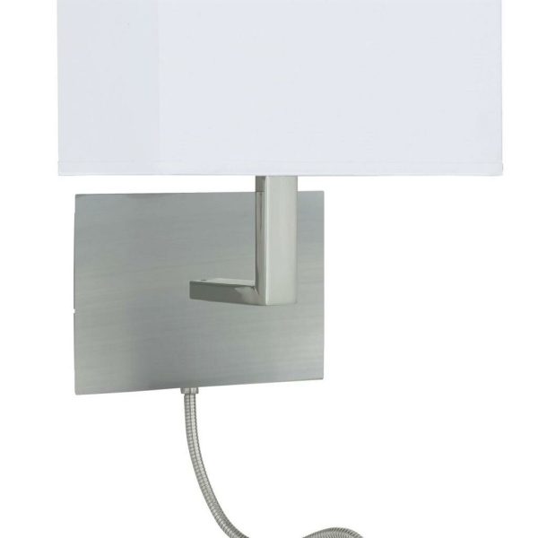 Searchlight HOTEL Slaapkamer Wandlamp met Leeslamp Zilver Detail