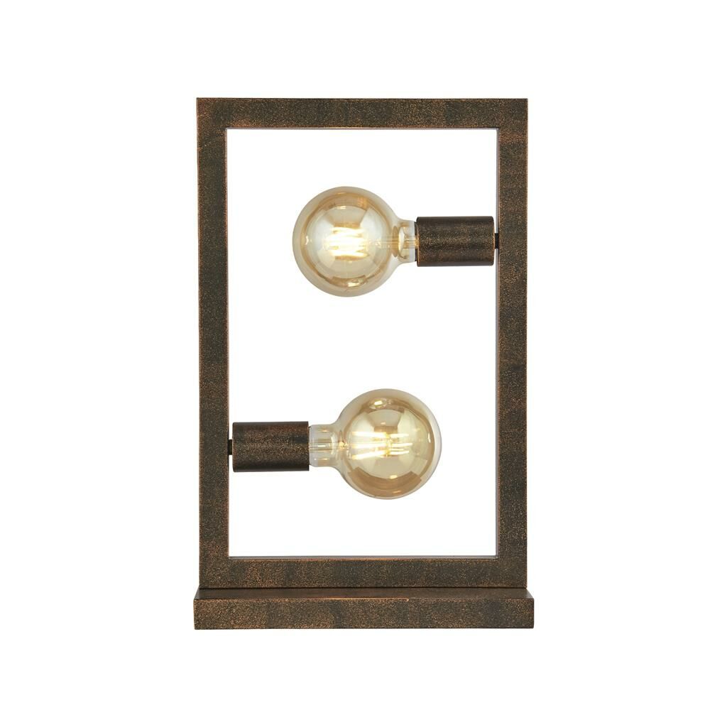 Searchlight OBLONG Tafellamp 2 Lichts Rustiek Bruin Searchlight OBLONG Tafellamp 2 Lichts Rustiek Bruin