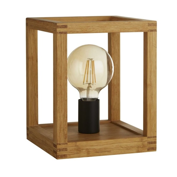 Searchlight SQUARE Tafellamp Hout Zwart Uit