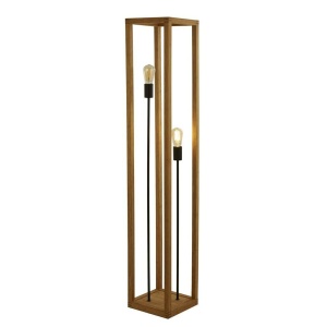 Searchlight SQUARE Vloerlamp 2 Lichts Hout Zwart