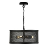 Searchlight FISHNET Hanglamp 3 Lichts Zwart Messing