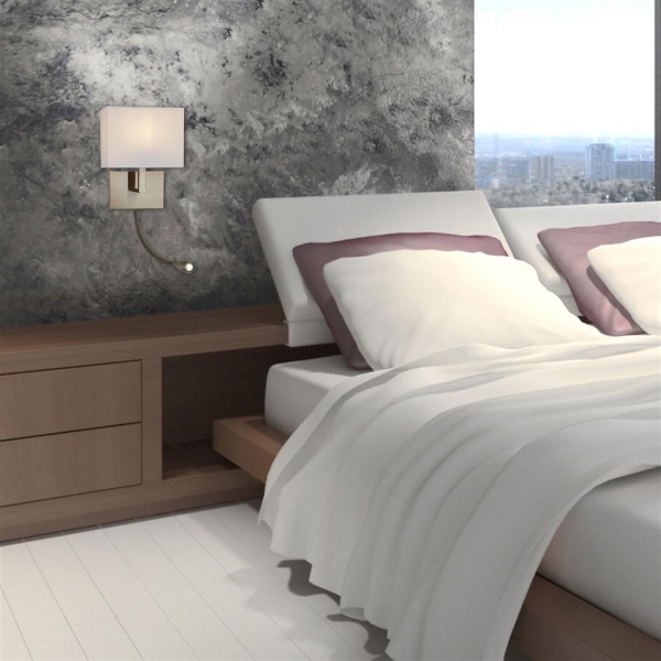 Searchlight HOTEL Slaapkamer Wandlamp met Leeslamp Goud Sfeer