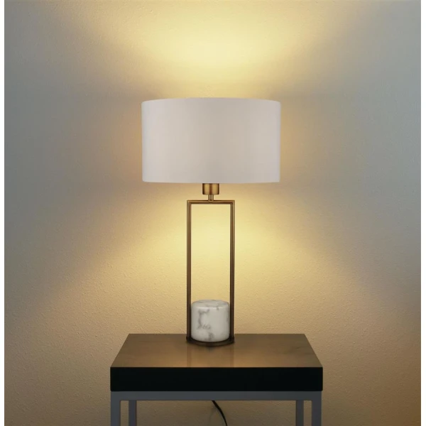 eu2871go_5-600x600 Gouden tafellamp met wit marmeren voet en witte stoffen kap