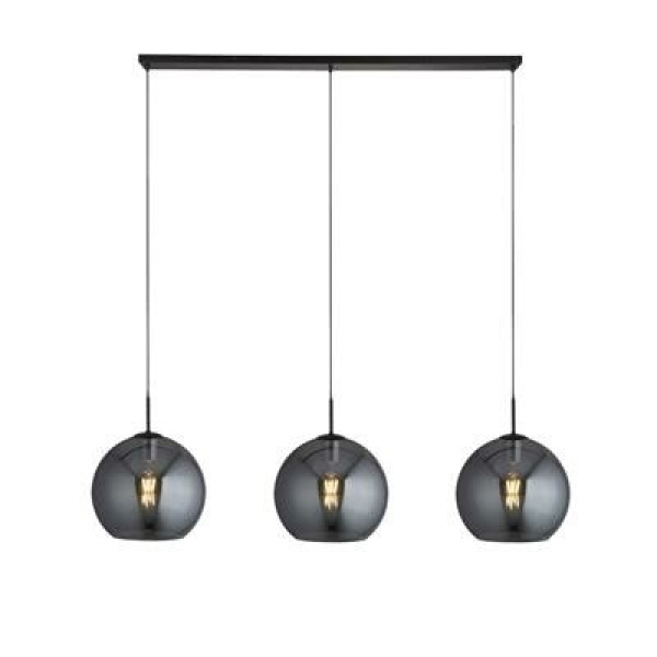 Searchlight AMSTERDAM Hanglamp 3 Lichts Smoke Zwart