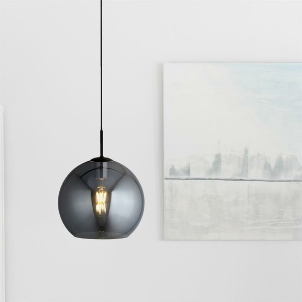 Searchlight AMSTERDAM Hanglamp 1 Lichts Smoke Zwart-30348