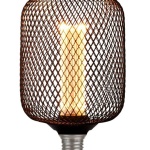 Searchlight E27 Drum WIRE MESH 3,5W Flame Dimbaar Zwart-30333
