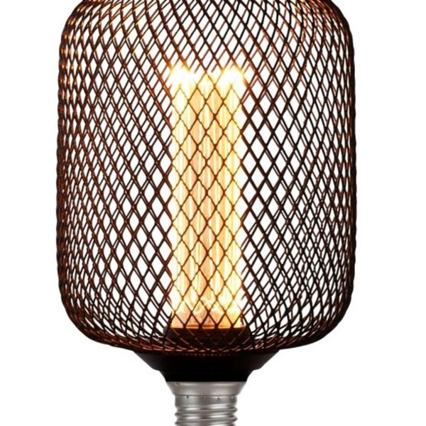 Searchlight E27 Drum WIRE MESH 3,5W Flame Dimbaar Zwart-30333