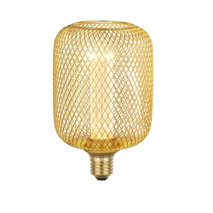 Searchlight E27 Drum WIRE MESH 3,5W Flame Dimbaar Goud