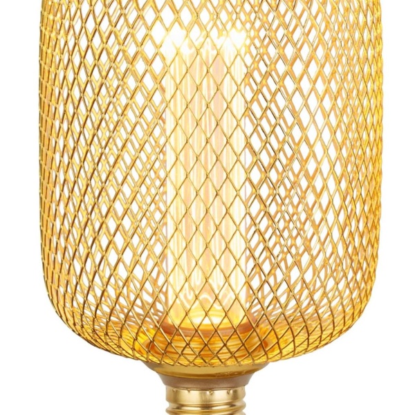 Searchlight E27 Drum WIRE MESH 3,5W Flame Dimbaar Goud-30336