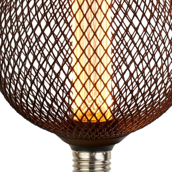 Searchlight E27 Globe 125 WIRE MESH 3,5W Flame Dimbaar Zwart-30330
