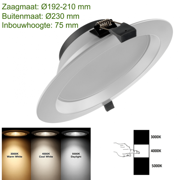 Ledl ORTHO Downlight 20W CCT Ø195 Wit-30785