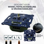 Inbouw LED dimmer zwart met aansluitingen en draaiknop zichtbaar
