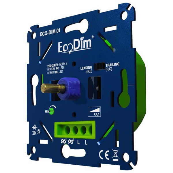 ecodim01-zijaanzicht_1 Inbouw LED dimmer EcoDim blauw met messing draaiknop 0-300W