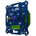 Inbouw LED dimmer blauw met groene aansluitklem en draaiknop