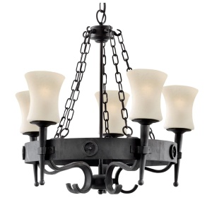 Searchlight CARTWHEEL Kroonluchter 5 Lichts Zwart Glas