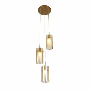 Searchlight DUO III Multi Pendel Hanglamp 3 Lichts Brons Champagne