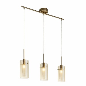 Searchlight DUO III Pendel Hanglamp 3 Lichts Brons Champagne