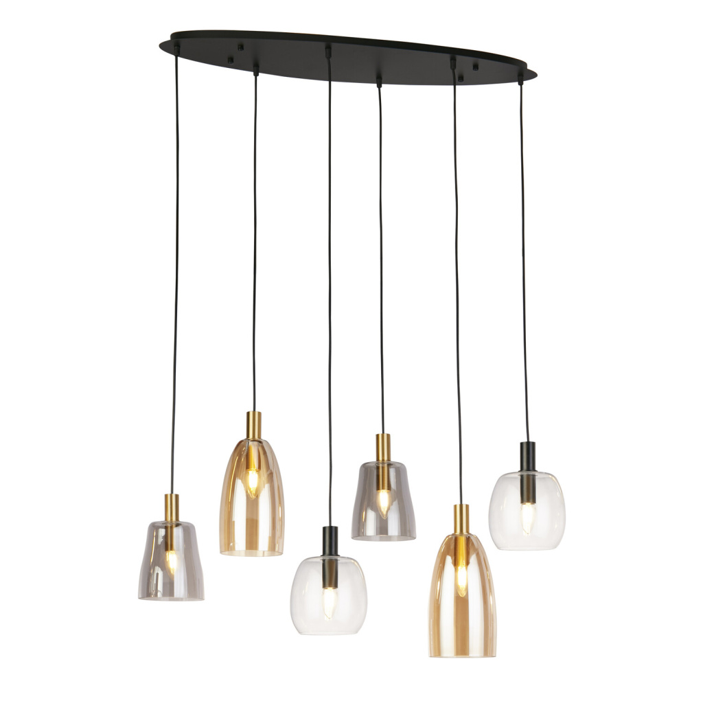 Searchlight DIVINE Pendel Hanglamp 6 Lichts Metaal Zwart