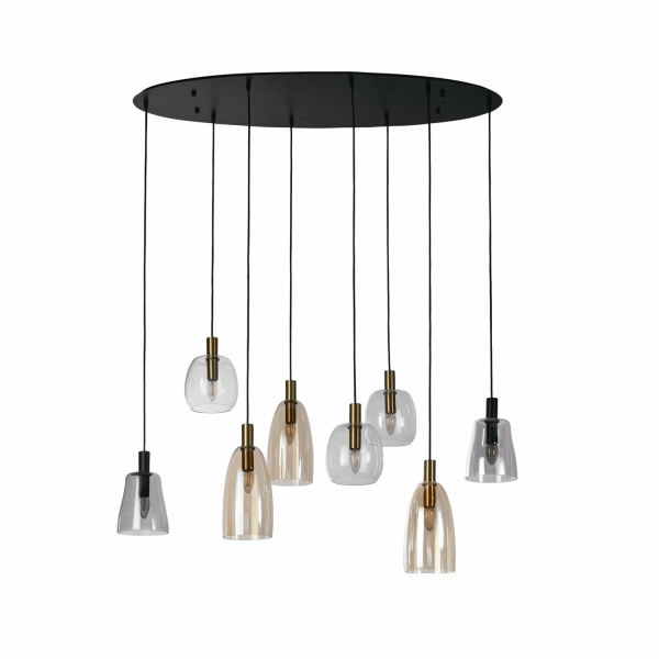 Searchlight DIVINE Pendel Hanglamp 8 Lichts Metaal Zwart-30960
