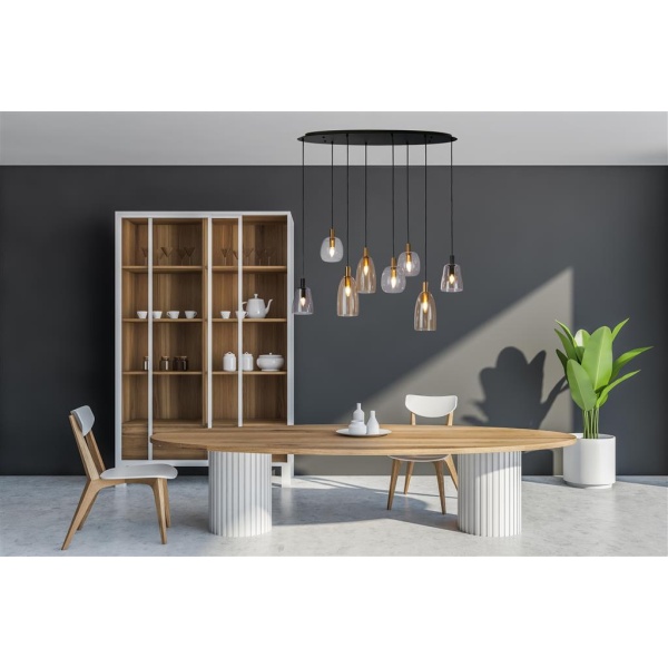 Searchlight DIVINE Pendel Hanglamp 8 Lichts Metaal Zwart-30962