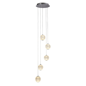 ALLURE Multi Pendel hanglamp 5 Lichts Chroom Acryl