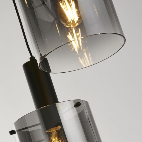 Searchlight SWEDEN Multi Pendel Hanglamp 3 Lichts Zwart Smoke-31035