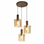 Searchlight SWEDEN Multi Pendel Hanglamp 3 Lichts Mokka Amber