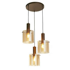 Searchlight SWEDEN Multi Pendel Hanglamp 3 Lichts Mokka Amber