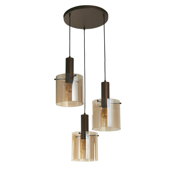 Searchlight SWEDEN Multi Pendel Hanglamp 3 Lichts Mokka Amber-31050