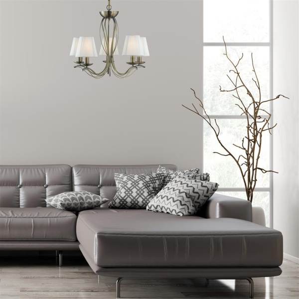 Searchlight ANDRETTI Kroonluchter 5 Lichts Brons Stof-31191