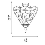 Searchlight Dragonfly plafondlamp antiek messing maattekening 27x42 cm