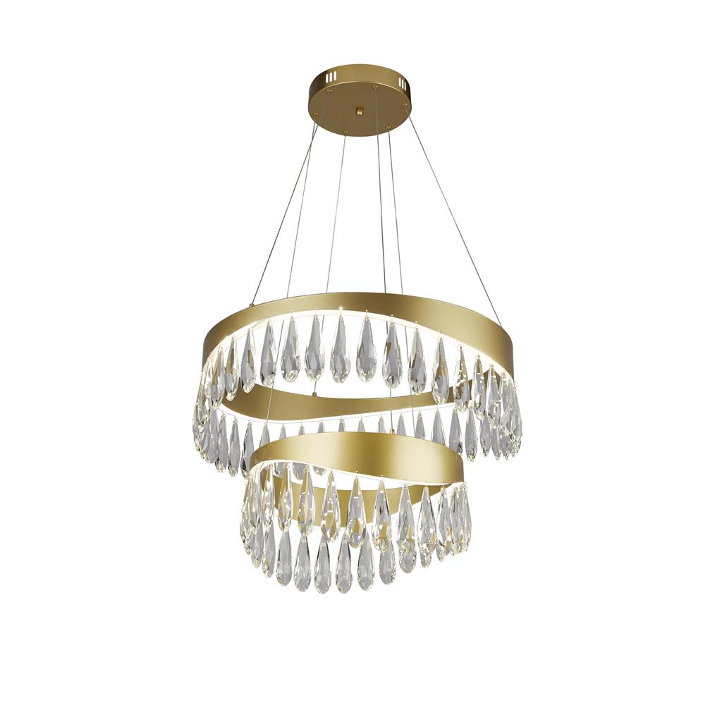 Searchlight JEWEL 2 Hanglamp Kristal Goud Koelwit 53W Searchlight JEWEL 2 Hanglamp Kristal Goud Koelwit 53W