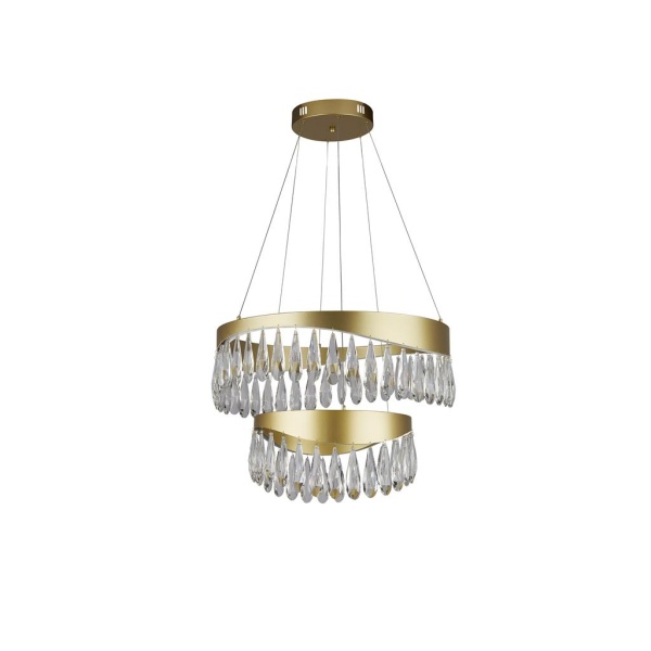 Searchlight JEWEL 2 Hanglamp Kristal Goud Koelwit 53W Dimbaar-31513