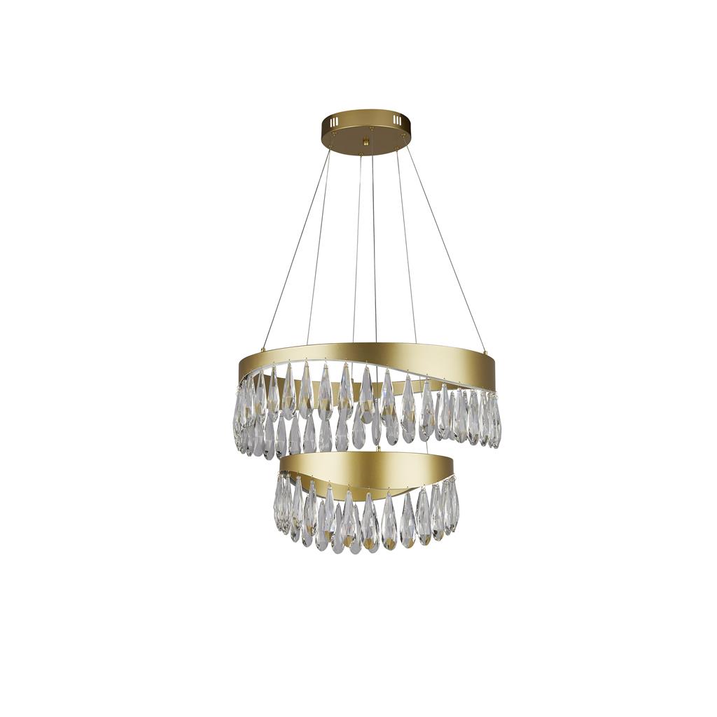 Searchlight JEWEL 2 Hanglamp Kristal Goud Koelwit 53W Dimbaar-31513 Searchlight JEWEL 2 Hanglamp Kristal Goud Koelwit 53W Dimbaar-31513