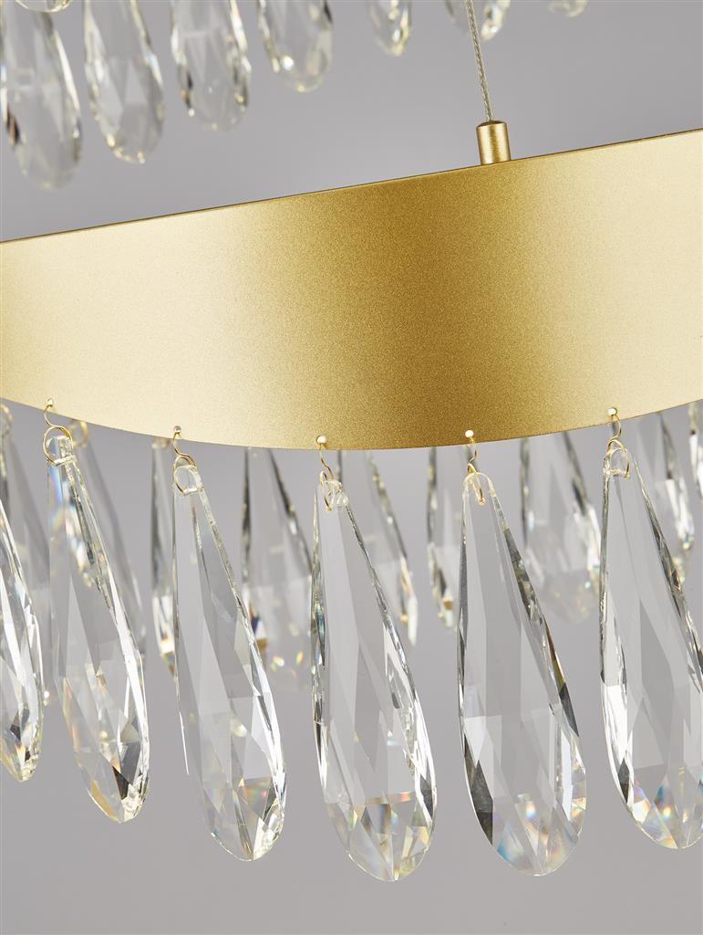 Searchlight JEWEL 2 Hanglamp Kristal Goud Koelwit 53W Dimbaar-31515 Searchlight JEWEL 2 Hanglamp Kristal Goud Koelwit 53W Dimbaar-31515